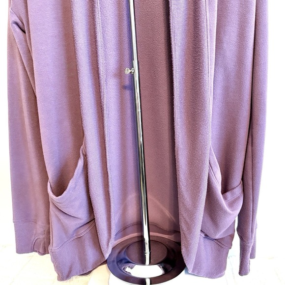 Athleta Girl Purple Open Front Sweatshirt Cardigan Size XXL Pockets Casual - Picture 2 of 8